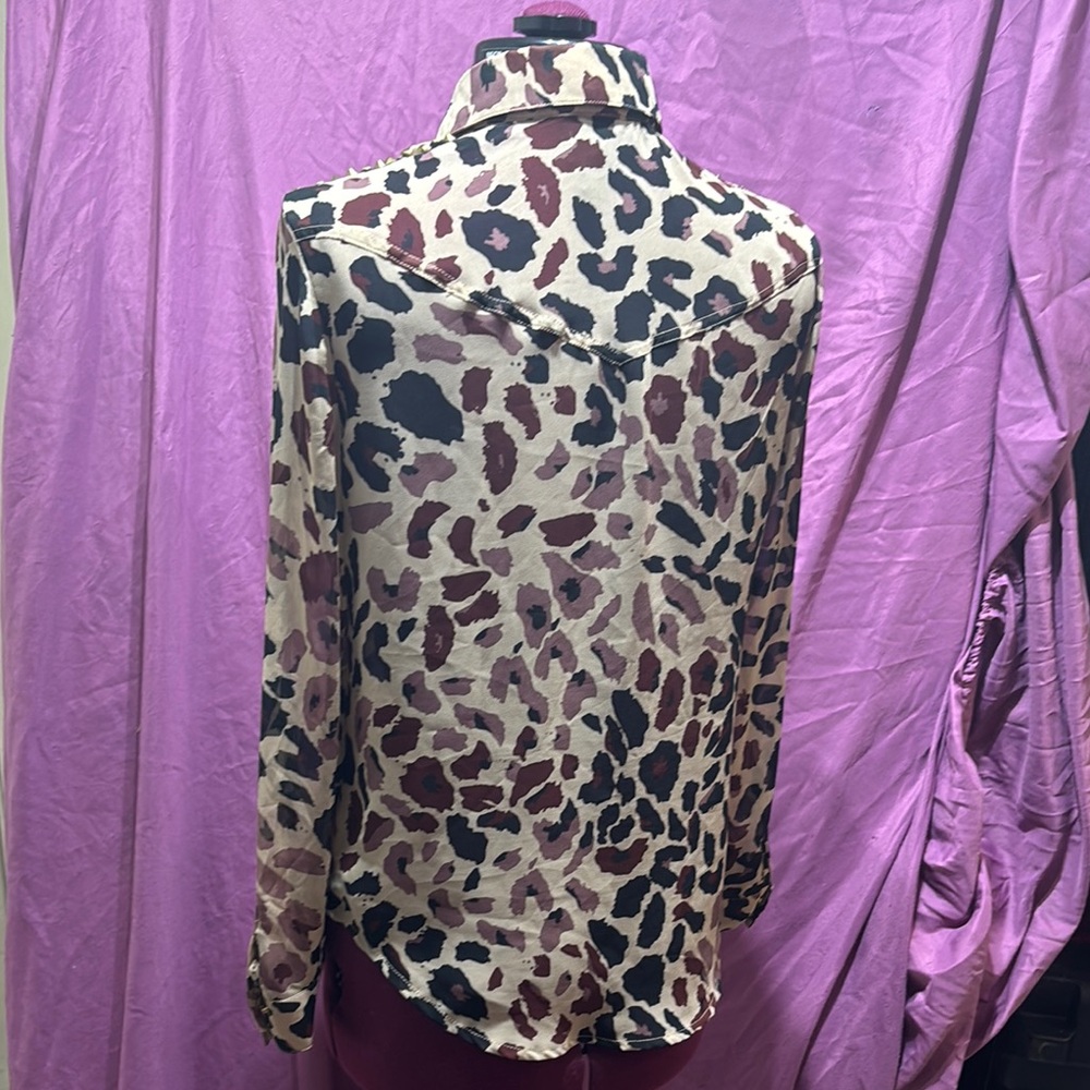 Bebe Women's Animal Print Button-Down Blouse, Lon… - image 7